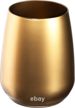 Gold Double Old Fashioned Tumblers Set of 6 13 Oz. Crystal Glasses