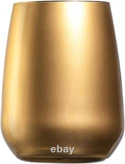 Gold Double Old Fashioned Tumblers Set of 6 13 Oz. Crystal Glasses