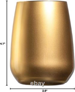 Gold Double Old Fashioned Tumblers Set of 6 13 Oz. Crystal Glasses