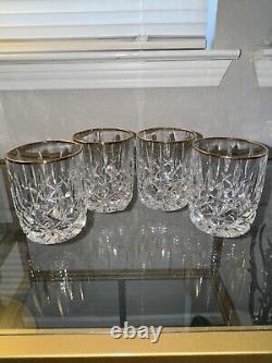 Gorham Crystal Lady Anne Gold Rimmed Double Old Fashioned 4, Set of 4