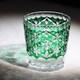 Green Cut-to-Clear Lead Crystal Old Fashioned Glass 330ml Edo Kiriko Tumbler