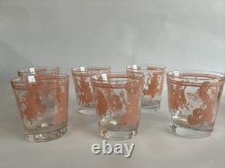 Hazel Atlas Dancing Pink Pigs Double Old Fashioned Drinking Glasses Set Of 6