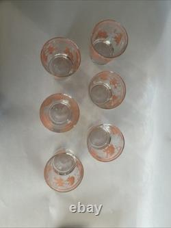Hazel Atlas Dancing Pink Pigs Double Old Fashioned Drinking Glasses Set Of 6