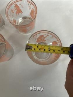 Hazel Atlas Dancing Pink Pigs Double Old Fashioned Drinking Glasses Set Of 6