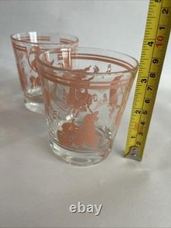 Hazel Atlas Dancing Pink Pigs Double Old Fashioned Drinking Glasses Set Of 6
