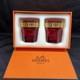 Herm&egrave;s Attelage Ruby Red Crystal Double Old Fashioned Glasses Pair with Box