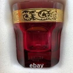 Hermès Attelage Ruby Red Crystal Double Old Fashioned Glasses Pair with Box