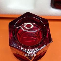 Hermès Attelage Ruby Red Crystal Double Old Fashioned Glasses Pair with Box