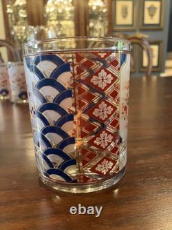 Imari by Culver Ltd. Vintage Pitcher and Four Double Old Fashioned Glasses
