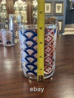 Imari by Culver Ltd. Vintage Pitcher and Four Double Old Fashioned Glasses