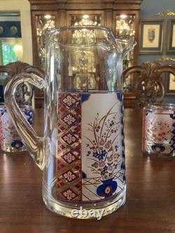 Imari by Culver Ltd. Vintage Pitcher and Four Double Old Fashioned Glasses