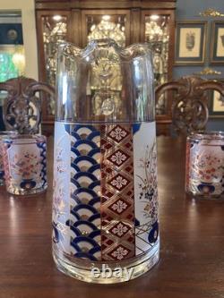 Imari by Culver Ltd. Vintage Pitcher and Four Double Old Fashioned Glasses