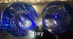 Imperial Estate Crystal Cobalt Cut To Clear Double Old Fashioned Set of 4