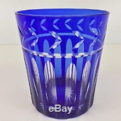 Imperial Estate TEN (10) Cut to Clear Cobalt Blue Double Old Fashioned Glasses