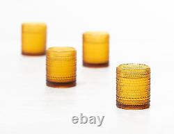 Jupiter Beaded Hobnail Glass, 10 Ounce Double Old Fashioned (Set of 6), Amber