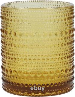 Jupiter Beaded Hobnail Glass, 10 Ounce Double Old Fashioned (Set of 6), Amber