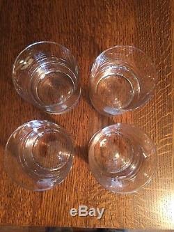 KATE SPADE Fortunada 4 Crystal Double Old Fashioned Glasses Etched LUCKY Clover