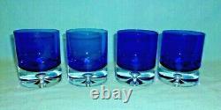 Krosno Block Stockholm Cobalt Blue Double Old Fashioned Glass With Bubble 4 PCS