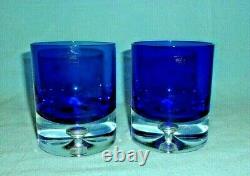 Krosno Block Stockholm Cobalt Blue Double Old Fashioned Glass With Bubble 4 PCS