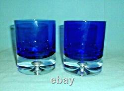 Krosno Block Stockholm Cobalt Blue Double Old Fashioned Glass With Bubble 4 PCS