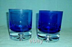 Krosno Block Stockholm Cobalt Blue Double Old Fashioned Glass With Bubble 4 PCS