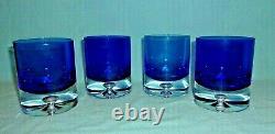 Krosno Block Stockholm Cobalt Blue Double Old Fashioned Glass With Bubble 4 PCS