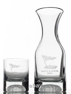 LACC Double Old Fashioned Crystal Glass & Decanter 2003 Los Angeles Country Club