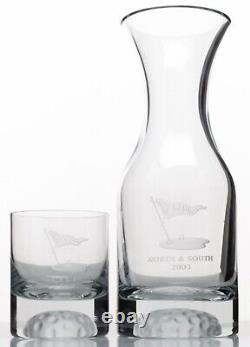 LACC Double Old Fashioned Crystal Glass & Decanter 2003 Los Angeles Country Club