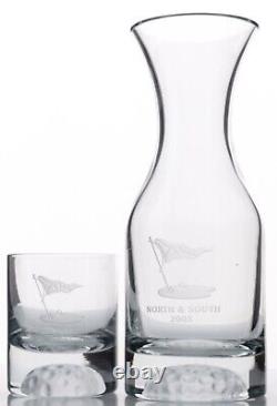 LACC Double Old Fashioned Crystal Glass & Decanter 2003 Los Angeles Country Club