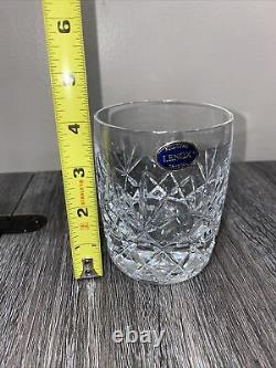 LENOX Charleston Pattern Double Old Fashioned Whiskey Crystal Glasses Set of 4