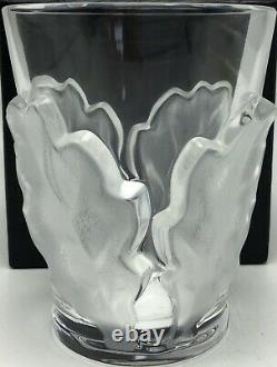 Lalique Chene Double Old Fashioned Glass Whiskey 4-3/4 Oak Leaf Pair