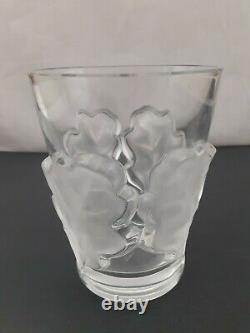 Lalique Chene Double Old Fashioned Oak Leaf Whiskey Glass 4-1/2 x 3-3/4