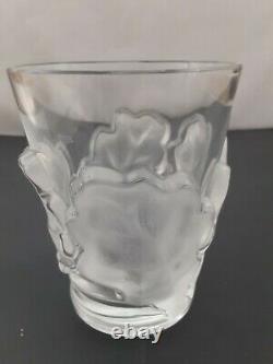 Lalique Chene Double Old Fashioned Oak Leaf Whiskey Glass 4-1/2 x 3-3/4