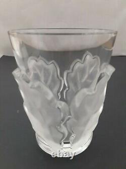 Lalique Chene Double Old Fashioned Oak Leaf Whiskey Glass 4-1/2 x 3-3/4