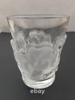 Lalique Chene Double Old Fashioned Oak Leaf Whiskey Glass 4-1/2 x 3-3/4