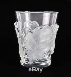 Lalique Chene Pattern Art Glass Double Old Fashioned Tumbler