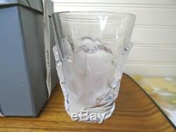 Lalique Crystal Chene Oak Leaf Double Old Fashioned Tumbler 4 5/8 Tall with Box