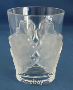 Lalique Crystal Chene Ptrn. Double Old Fashioned Frosted Oak Leaves 10 Available