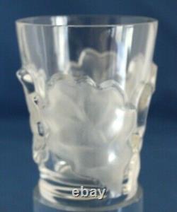 Lalique Crystal Chene Ptrn. Double Old Fashioned Frosted Oak Leaves 10 Available