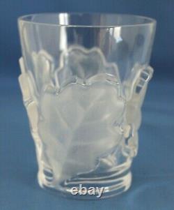 Lalique Crystal Chene Ptrn. Double Old Fashioned Frosted Oak Leaves 10 Available
