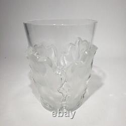 Lalique France Crystal Chene Oak Leaf Double Old Fashioned Tumbler Discontinued