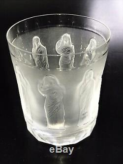 Lalique France Crystal Femmes Double Old Fashioned Whiskey Glass Tumbler 4 Tall