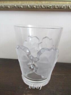 Lalique France Crystal Set Of 6 Chene Double Old Fashioned Tumbler Oak Leaves