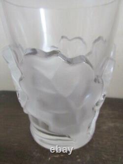 Lalique France Crystal Set Of 6 Chene Double Old Fashioned Tumbler Oak Leaves
