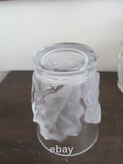 Lalique France Crystal Set Of 6 Chene Double Old Fashioned Tumbler Oak Leaves