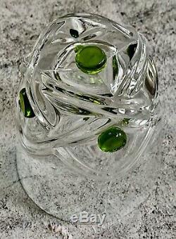 Lalique French Crystal FLORIDE Green Dot Double Old Fashioned Tumbler Glass