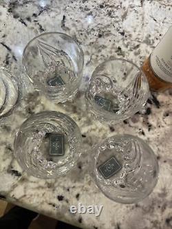 Lenox Debut Crystal Swirl Cut Double Old Fashioned Glasses Withcoasters set of 4