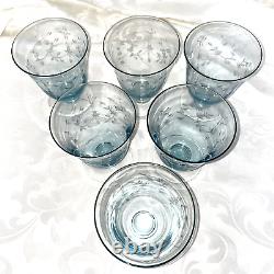 Lenox Heather Blue Stemmed Double Old Fashioned Glasses-set Of 6