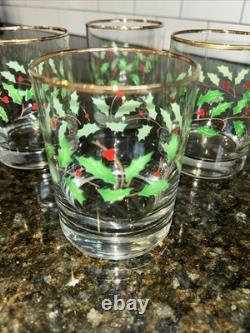 Lenox Holiday Double On Rocks Holly Berry Christmas Old Fashioned Glass Set of 8