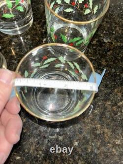 Lenox Holiday Double On Rocks Holly Berry Christmas Old Fashioned Glass Set of 8